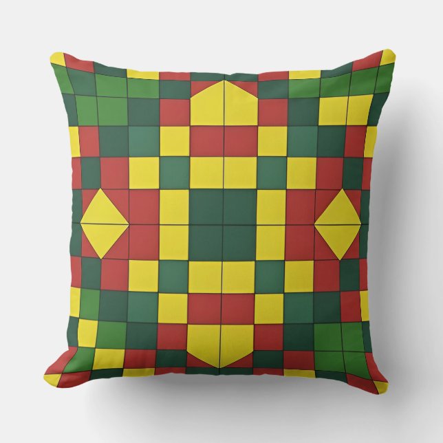 Colourful Geometric Pattern with Abstract Shapes Cushion (Front)