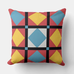 Colourful Geometric Pattern with Abstract Shapes Cushion