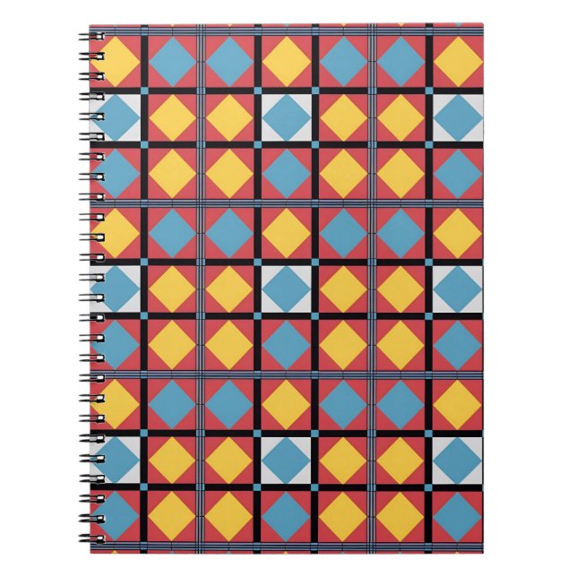 Colourful Geometric Pattern with Abstract Shapes Notebook (Front)