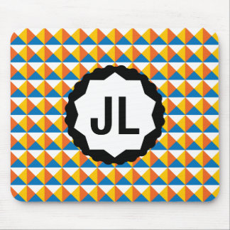 Colourful Geometric Pattern with Custom Monogram Mouse Mat