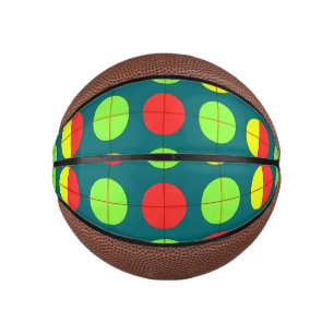 Colourful Geometric Pattern With Green, Red Mini Basketball