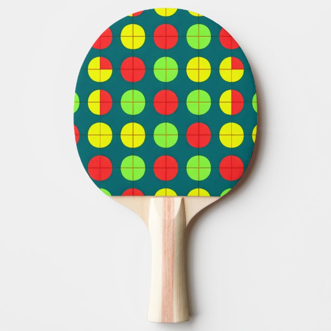Colourful Geometric Pattern With Green, Red Ping Pong Paddle (Front)