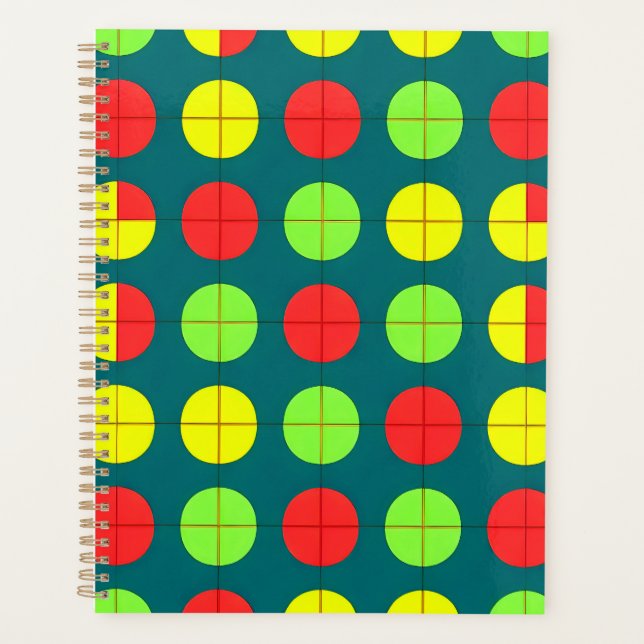 Colourful Geometric Pattern With Green, Red Planner (Front)