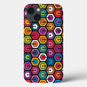 Colourful geometric pattern with hexagons iPhone 13 case