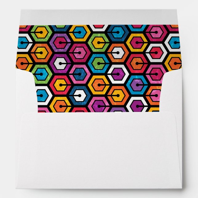 Colourful geometric pattern with hexagons envelope (Back (Bottom))