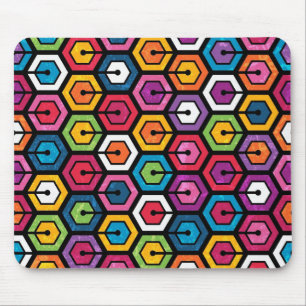 Colourful geometric pattern with hexagons mouse mat