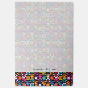 Colourful geometric pattern with hexagons post-it notes