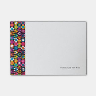Colourful geometric pattern with hexagons post-it notes