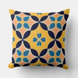 Colourful Geometric Pattern with Retro Tile Design Cushion