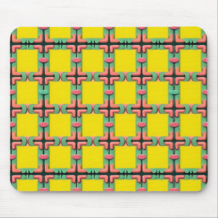 Colourful Geometric Pattern With Symmetrical Desig Mouse Mat