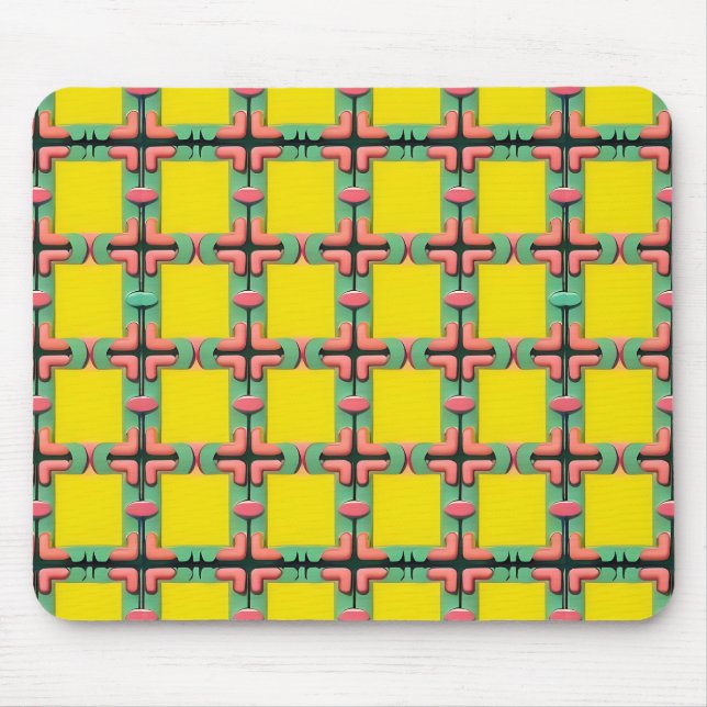 Colourful Geometric Pattern With Symmetrical Desig Mouse Mat (Front)