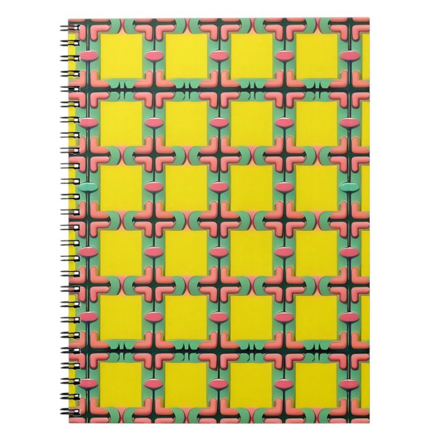 Colourful Geometric Pattern With Symmetrical Desig Notebook (Front)