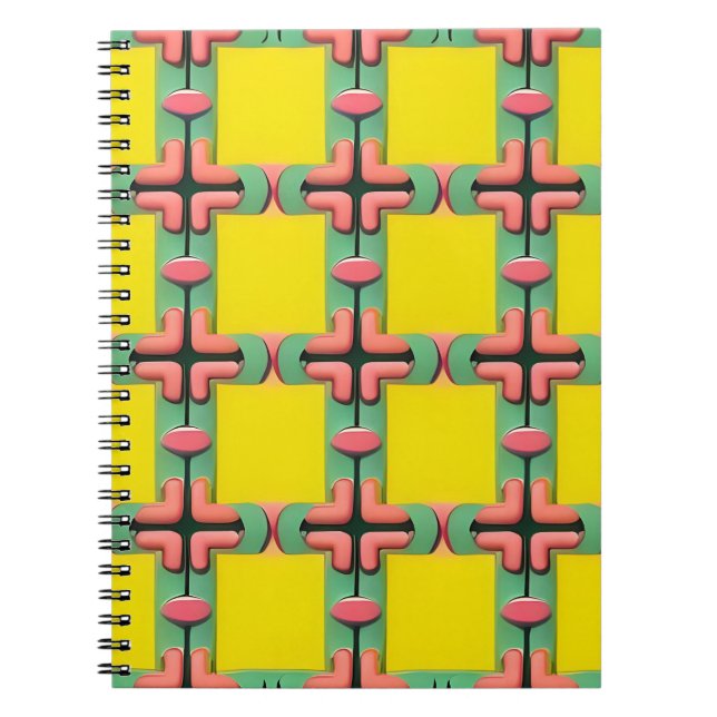 Colourful Geometric Pattern With Symmetrical Desig Notebook (Front)