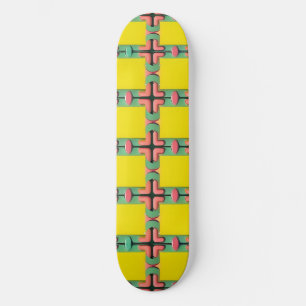 Colourful Geometric Pattern With Symmetrical Desig Skateboard