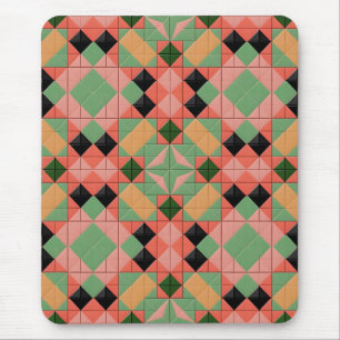 Colourful Geometric Pattern With Symmetrical Squar Mouse Mat