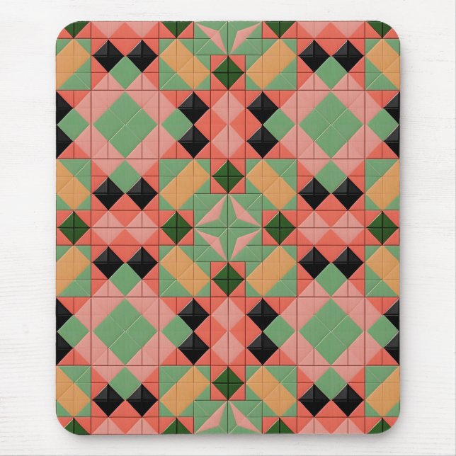 Colourful Geometric Pattern With Symmetrical Squar Mouse Mat (Front)