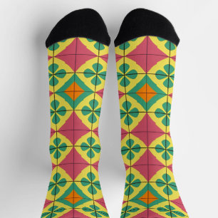 Colourful Geometric Pattern with Symmetrical Tile Socks