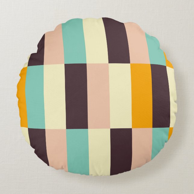 Colourful geometric pattern with vertical stripes  round cushion (Front)