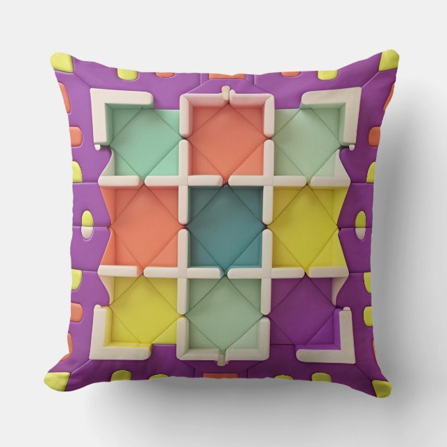 Colourful Geometric Pattern With Vibrant Shapes Cushion (Front)