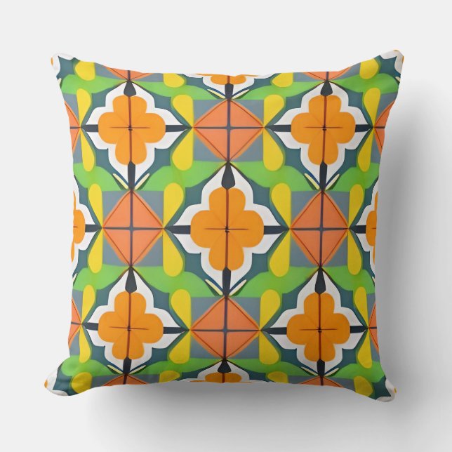 Colourful Geometric Pattern With Vibrant Shapes Cushion (Front)