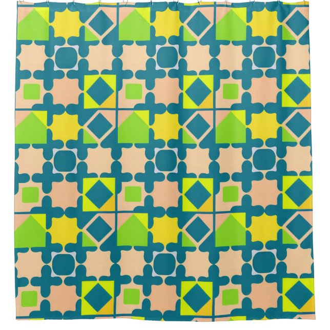 Colourful Geometric Pattern With Vibrant Shapes Shower Curtain (Front)
