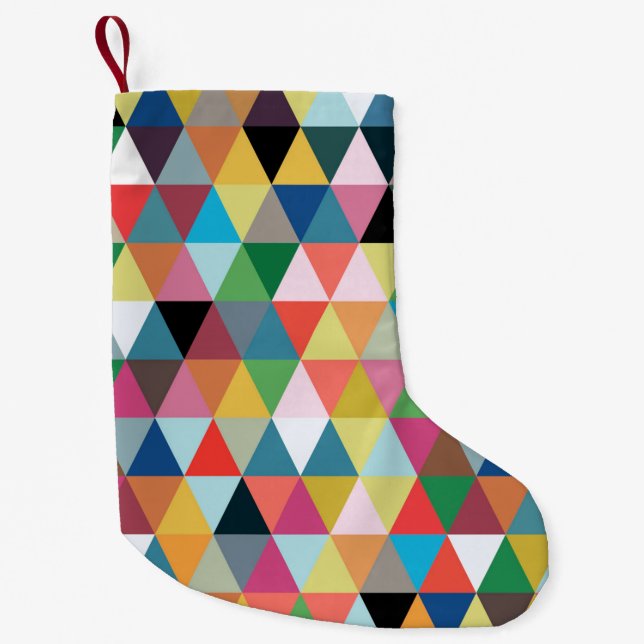 Colourful Geometric Patterned Christmas Stocking (Front)