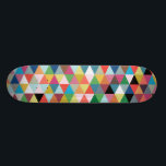 Colourful Geometric Patterned Skateboard<br><div class="desc">This Colourful Geometric Patterned Skateboard is as bold as you are. The design is reminiscent of peering through a kaleidoscope. This design contains every colour of the rainbow,  and then some!</div>