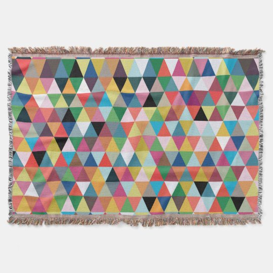 Colourful Geometric Patterned Throw Blanket Zazzle.co.uk