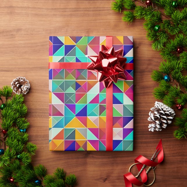 Colourful Geometric Patterns Wrapping Paper (Holiday Gift)