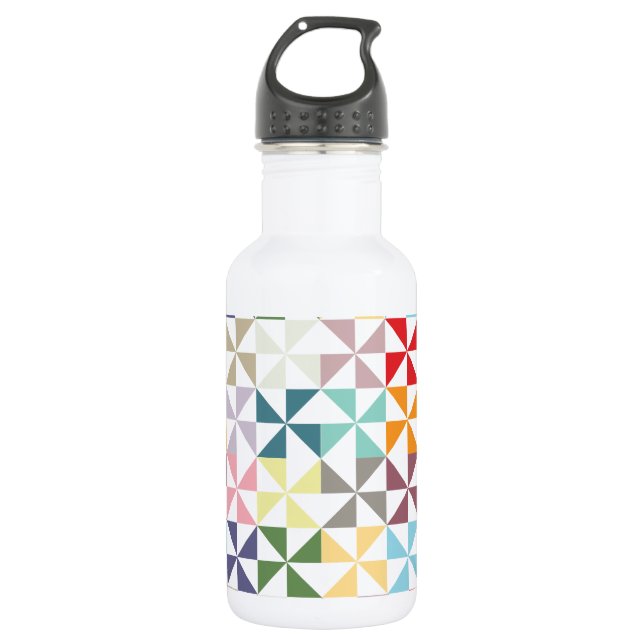 Colourful Geometric Pinwheel 532 Ml Water Bottle (Front)