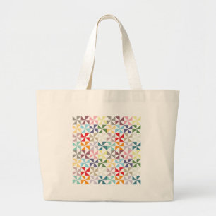 Colourful Geometric Pinwheel Large Tote Bag