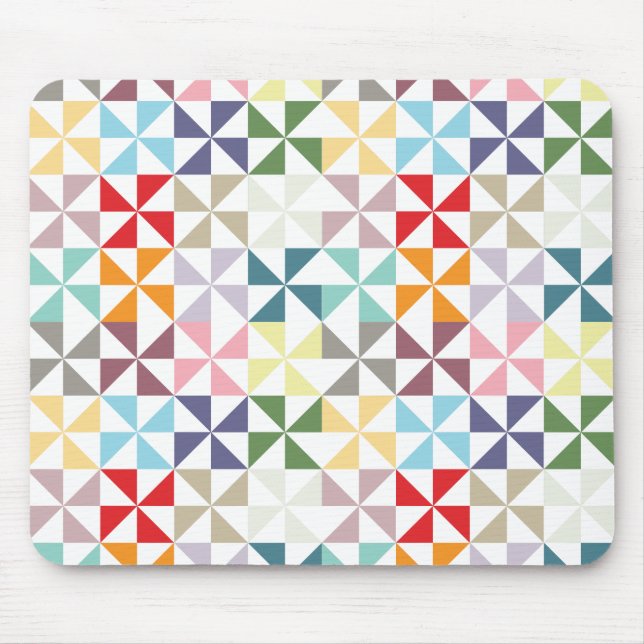 Colourful Geometric Pinwheel Mouse Mat (Front)