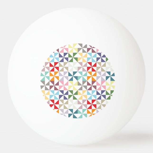 Colourful Geometric Pinwheel Ping Pong Ball (Front)