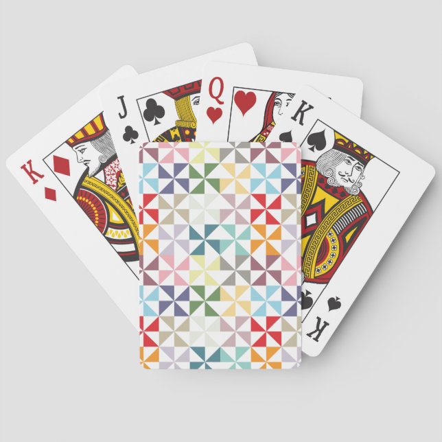 Colourful Geometric Pinwheel Playing Cards (Back)