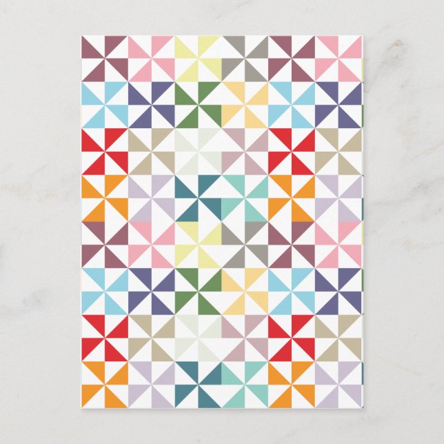 Colourful Geometric Pinwheel Postcard (Front)