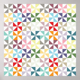 Colourful Geometric Pinwheel Poster