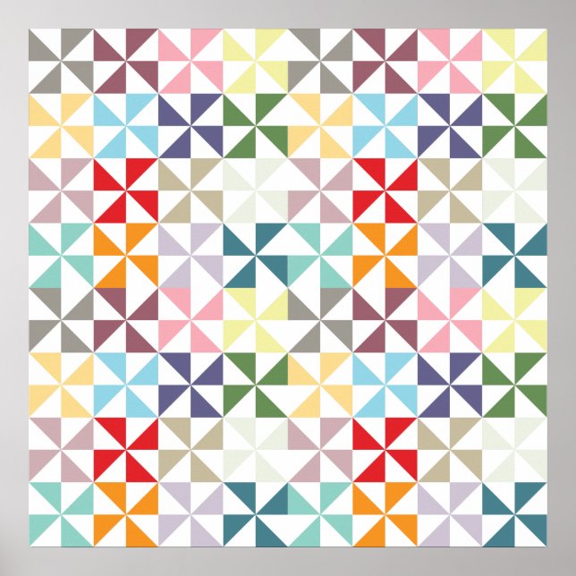 Colourful Geometric Pinwheel Poster (Front)