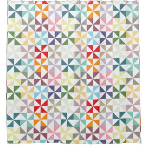 Colourful Geometric Pinwheel Shower Curtain