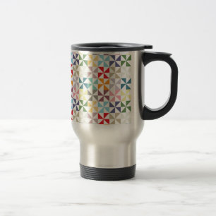 Colourful Geometric Pinwheel Travel Mug