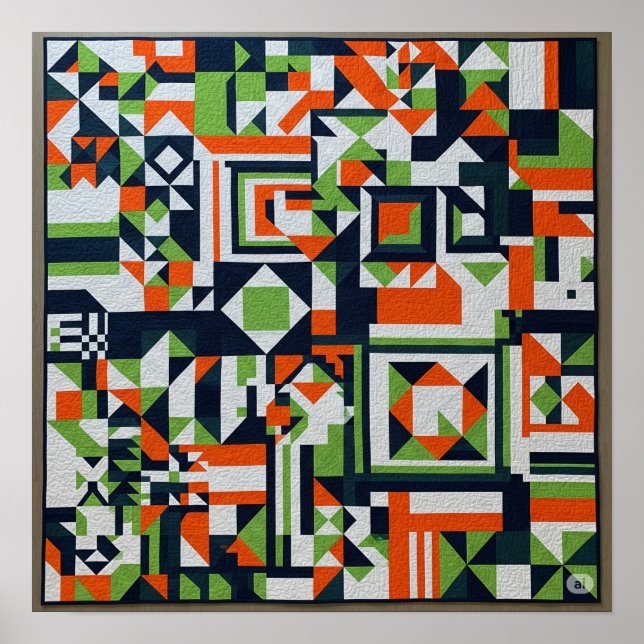 Colourful Geometric Quilt Graphic Poster (Front)