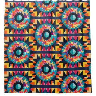Colourful Geometric Quilt Pattern Shower Curtain