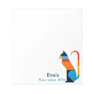 Colourful Geometric Rainbow Cat Personalised Notepad