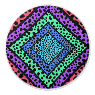 Colourful Geometric Rainbow Cheetah Animal Print Ceramic Knob
