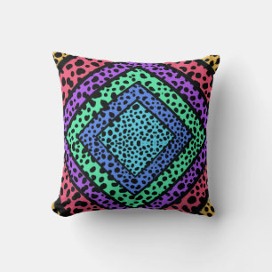 Colourful Geometric Rainbow Cheetah Animal Print Cushion