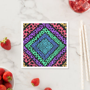 Colourful Geometric Rainbow Cheetah Animal Print Napkin
