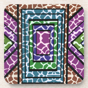 Colourful Geometric Rainbow Giraffe Animal Print Coaster