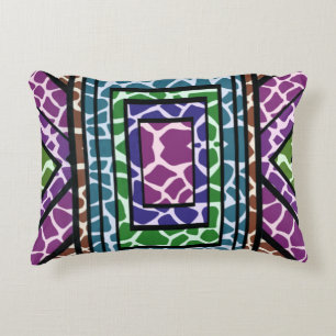 Colourful Geometric Rainbow Giraffe Animal Print Decorative Cushion