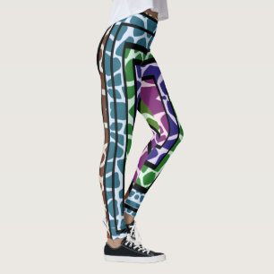 Colourful Geometric Rainbow Giraffe Animal Print Leggings