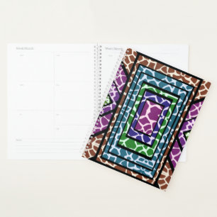 Colourful Geometric Rainbow Giraffe Animal Print Planner