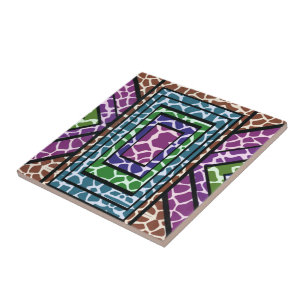 Colourful Geometric Rainbow Giraffe Animal Print Tile